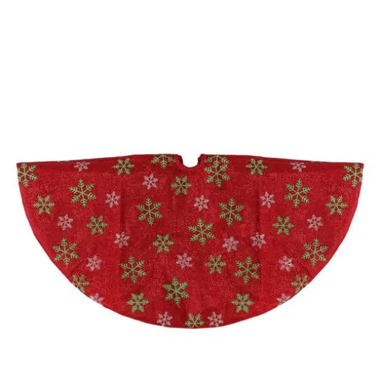 20" Red Metallic & Snowflake Print Mini Tree Skirt {4}