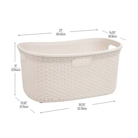 Mind Reader 40L Ventilated Laundry Basket with Cut Out Handles, 2ct. Ivory {4}