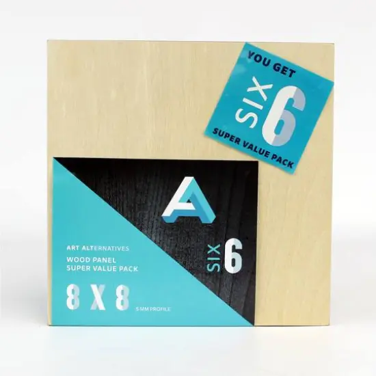Art Alternatives 6 Pack 8" x 8" Uncradled Wood Panel Super Value Pack {1}