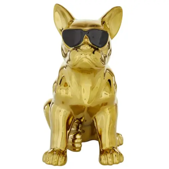 CosmoLiving by Cosmopolitan Gold Ceramic Glam Sculpture, Dog 12" x 6" x 10" {3}