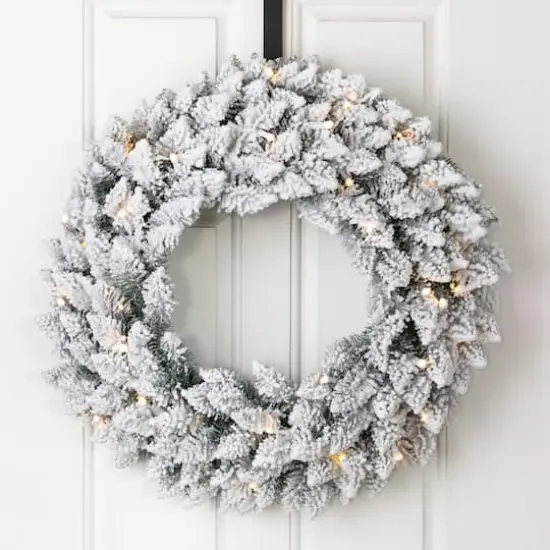 Glitzhome&reg; 24" LED Snow Flocked Christmas Wreath {3}