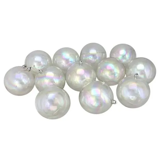 12ct. 4" Clear Iridescent Shatterproof Shiny Christmas Ball Ornaments {1}