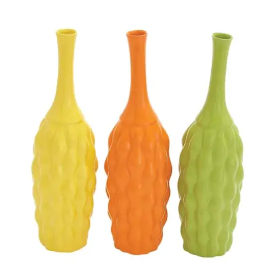 18" Bright Ceramic Coastal Vase Set {1}