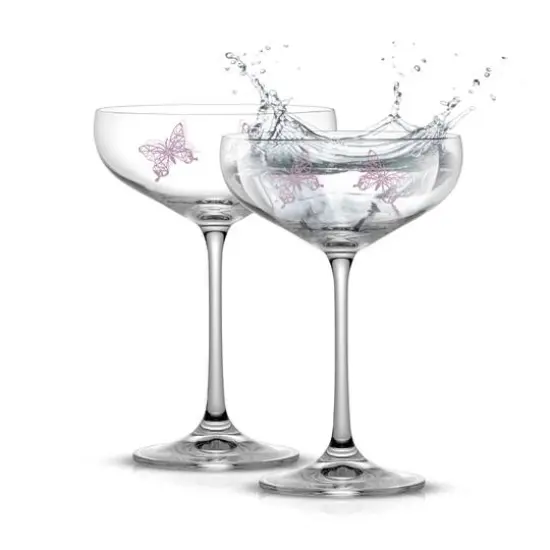 JoyJolt&reg; 14oz. Meadow Butterfly Crystal Martini Glass Set, 2ct. {1}