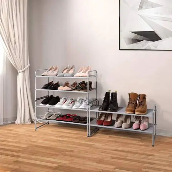 NEX&trade; Oumilen Silver 2-Tier Stackable Shoe Rack {7}