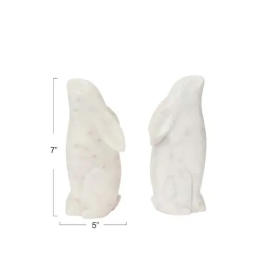 Hello Honey&reg; 6.5" White Rabbit Hand Carved Marble Bookends Set {6}