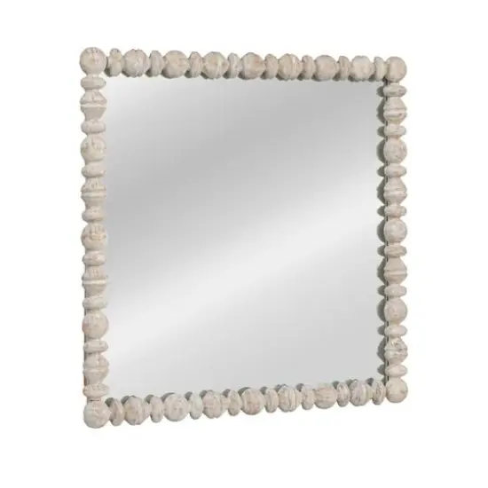 Hello Honey&reg; 25.75" White Square Raised Dowel Wood Wall Mirror {7}