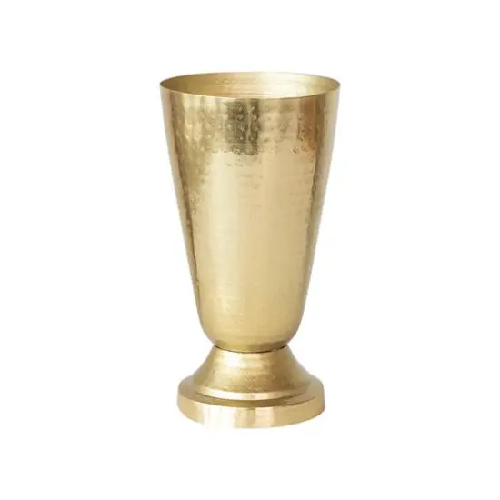 Hello Honey&reg; 11" Gold Round Hammered Metal Vase {1}