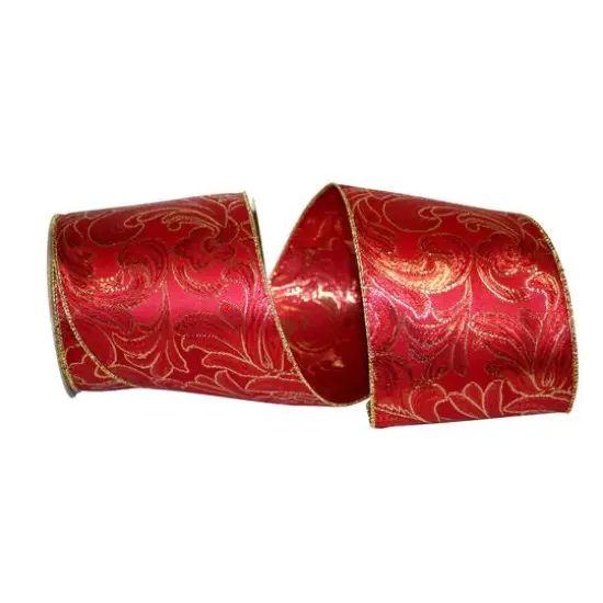 JAM Paper 4" x 10yd. Red & Gold Swirls Wired Ribbon {1}