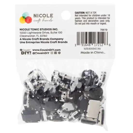 CousinDIY Silver Jet Glass Sew-On Rhinestones, 56ct. {8}