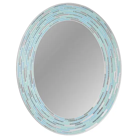 Head West Sea Glass Tile Framed Oval Wall Vanity Mirror - 23" x 29" {1}