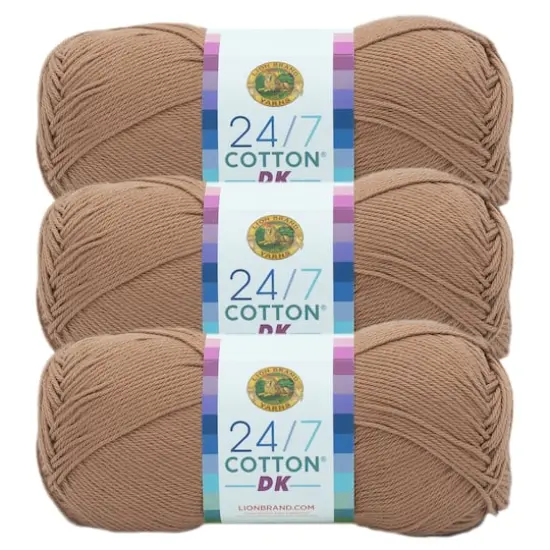 3 Pack Lion Brand&reg; 24/7 Cotton&reg; DK Yarn Cacao {1}