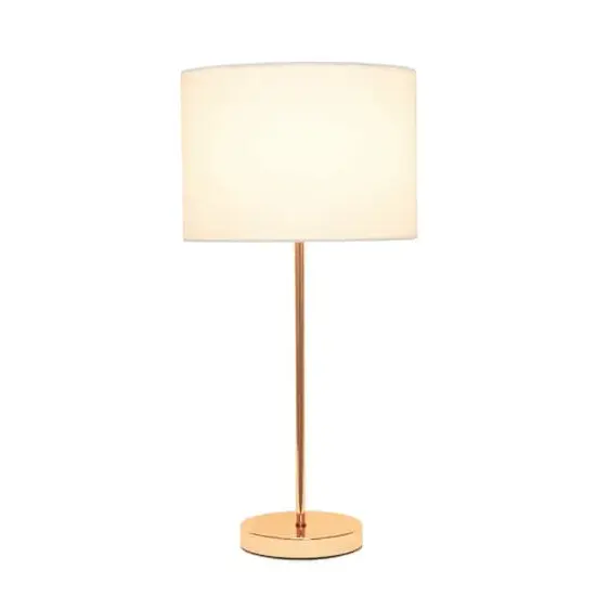 Simple Designs 23" White Fabric Shade Lamp Rose Gold {3}