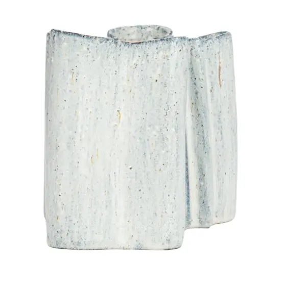 Hello Honey® 8.75" White Organic Stoneware Vase with Reactive Glaze {5}