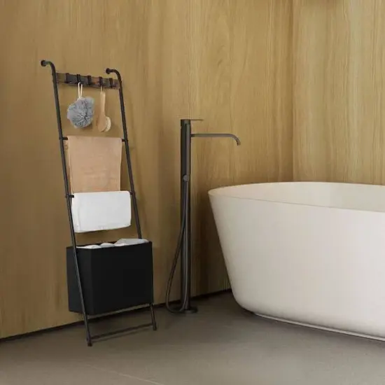 NEX&trade; 55" Decorative Ladder with 5 Hanging Hooks & Basket {6}