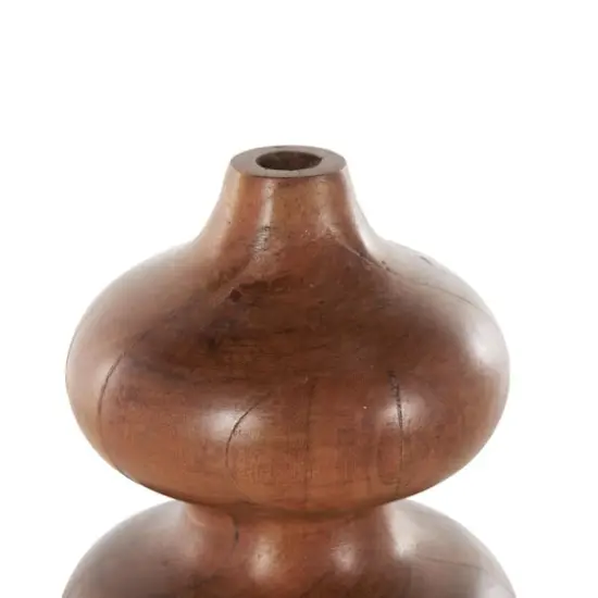 10.75" Brown Geometric Wood Bubble Vase {4}