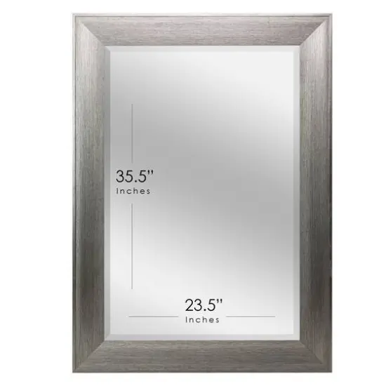 Head West&reg; Metallic Gray Framed Beveled Glass Raised Lip Vanity Wall Mirror  {5}