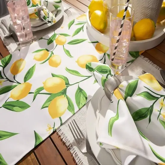 DII&reg; Lemon Bliss Print Outdoor Table Runner 14x108 inches {7}