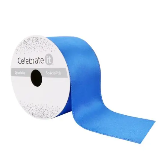 2.5" x 10yd. Satin Wired Ribbon by Celebrate It® Specialty Royal Blue {4}