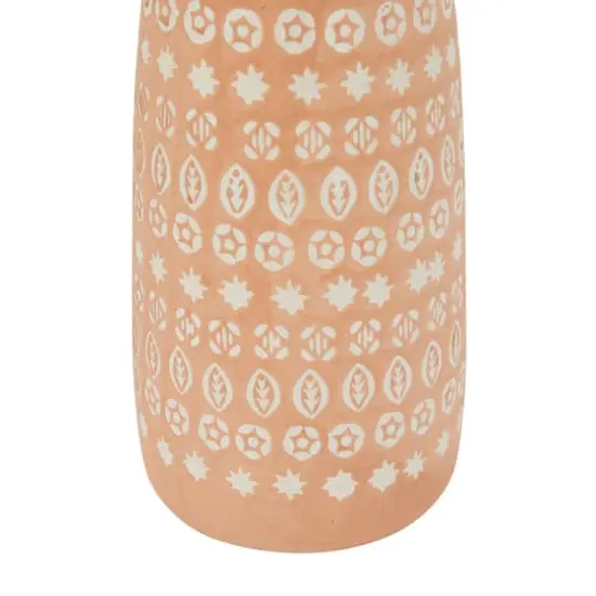 Set of 2 Pink Stoneware Rustic Vases, 15" x 5" x 5" {4}