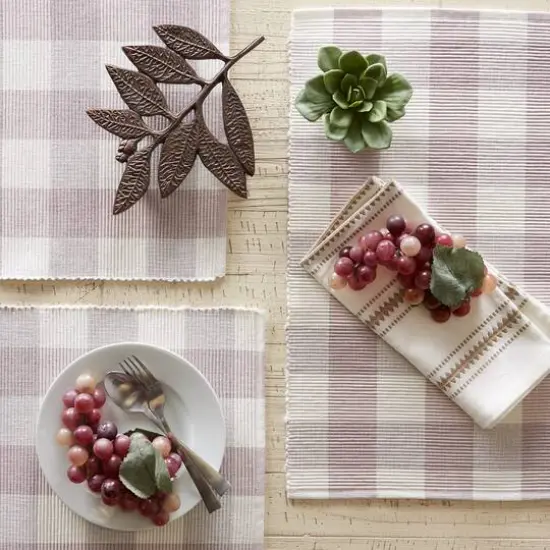 DII&reg; Buffalo Check Ribbed Placemat, 6ct. Dusty Lilac/White {7}