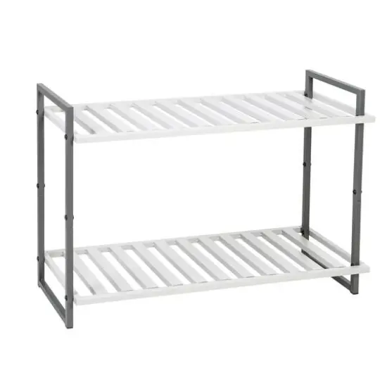 Honey Can Do Gray 2-Tier Tubular Shoe Rack {1}