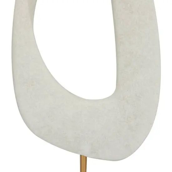 20" White Polystone Cut-Out Abstract Sculpture with Marble Stand {6}