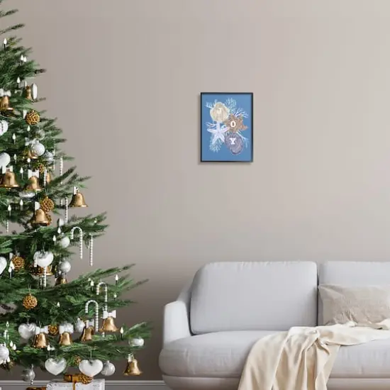 Stupell Industries Joy Nautical Holiday Seashells Framed Giclee Art Black {3}