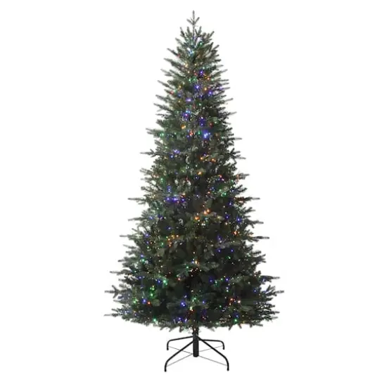 7.5ft. Pre-Lit Queensbury Fir Artificial Christmas Tree, Color Changing Cluster LED Lights {1}