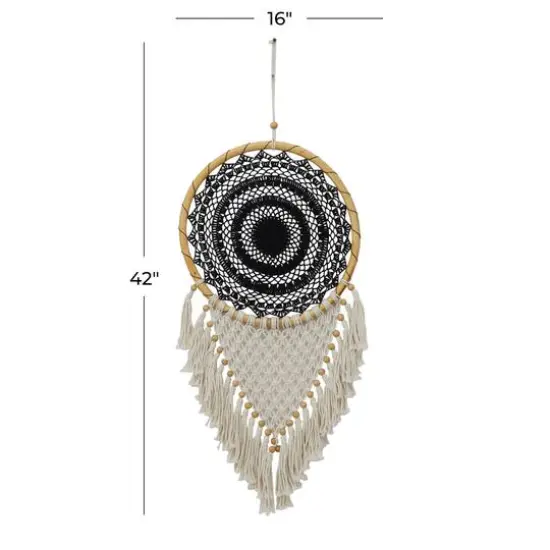 Black Cotton Bohemian Dreamcatcher Wall Decor 16" x 0" x 42" {7}