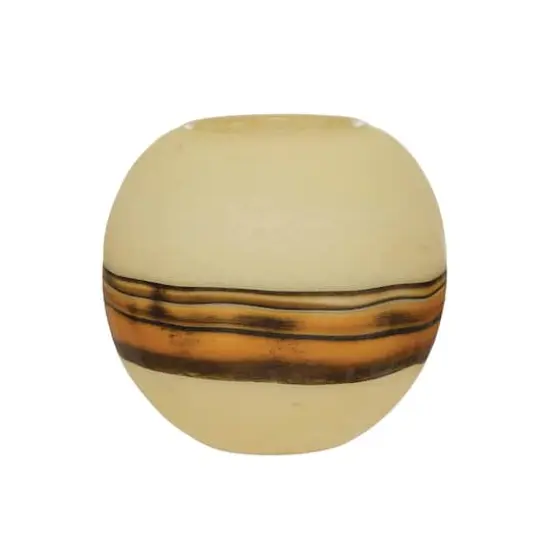 Hello Honey&reg; 5" Hand-Blown Frosted Art Glass Vase with Multi Color Stripe {1}