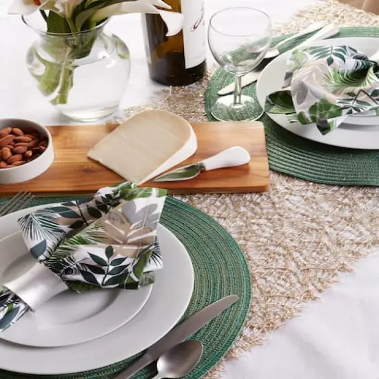 DII® Round Variegated Braided Polypropylene Placemats, 6ct. Sparkle Green {4}