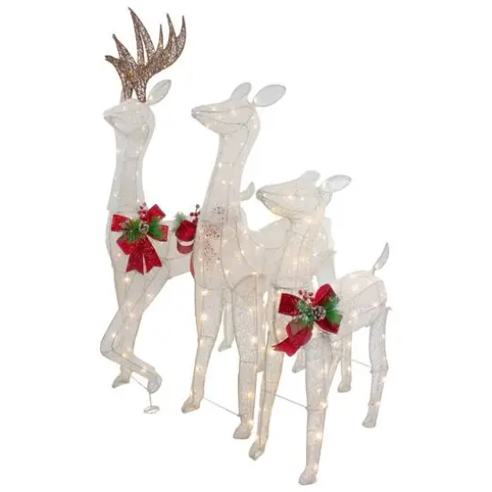 LED Glittered Reindeer Family Outdoor Christmas Décor Set {10}