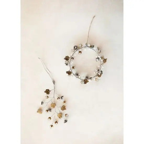 Hello Honey&reg; 6" White, Silver & Brass Round Metal Laurel Wreath {3}