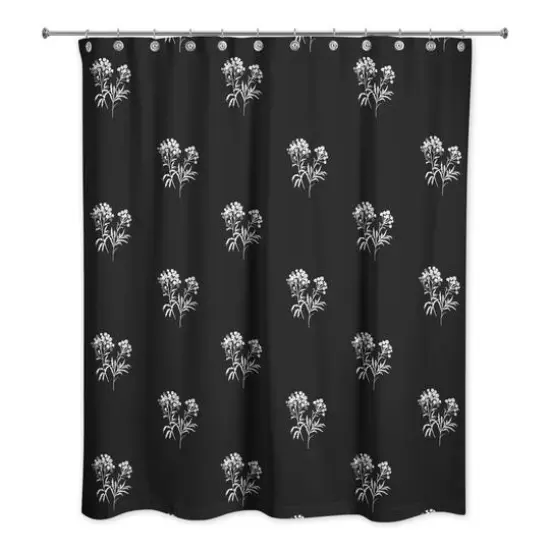 Small Blooms Shower Curtain Black {3}