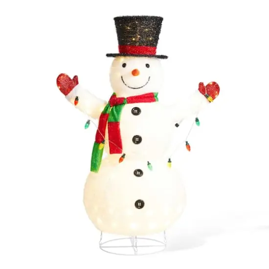 Glitzhome&reg; 4ft. Lighted Christmas 3D Foldable Fabric Snowman Outdoor D&eacute;cor {1}
