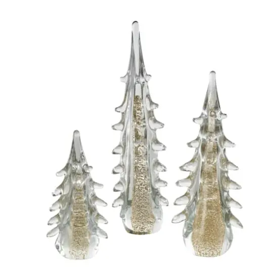 Gold & Clear Decorative Glass Sculpture Set {4}