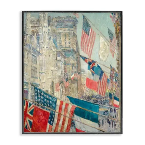 Stupell Industries Classic Americana Flags Framed Giclee Art Black {1}