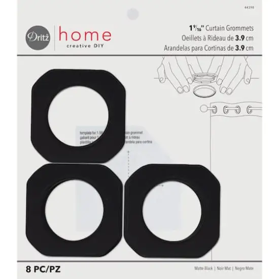 Dritz&reg; Home Matte Black 1.562" Square Curtain Grommets, 8ct. {1}