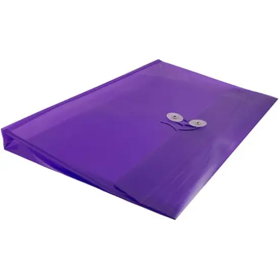 JAM Paper 9.75" x 14.5" Button & String Tie Closure Plastic Envelopes, 12ct. Purple {6}