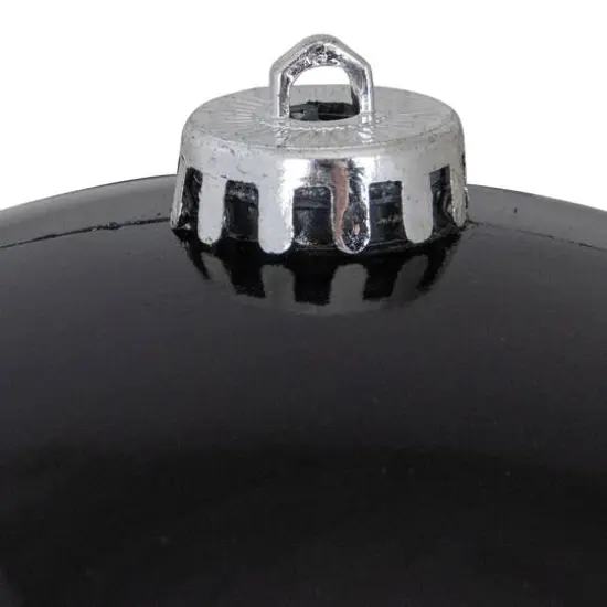 8" Shiny Jet Black Shatterproof Christmas Ball Ornament {4}