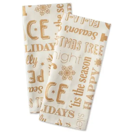 DII&reg; Gold Christmas Collage Dishtowel Set {5}