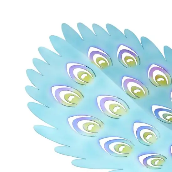 46" Blue Open Wire Frame Metal Peacock Garden Sculpture {6}