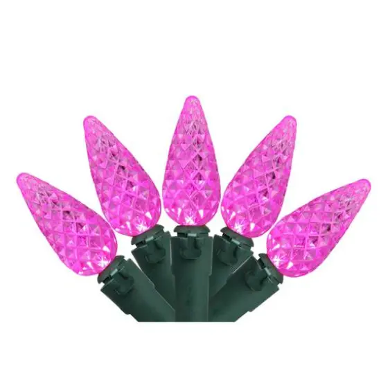 70ct. LED Faceted C6 Christmas String Lights Pink {1}