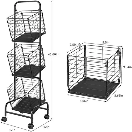 NEX&trade; Black 3-Tier Fruit Basket Stand {3}