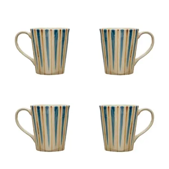 Hello Honey® Multicolor Striped Farmhouse Stoneware Mug Set {1}