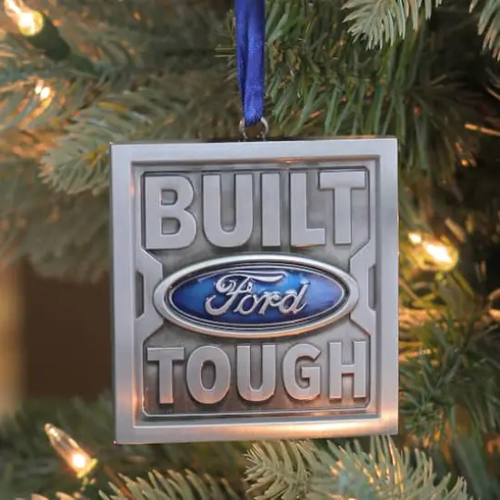 3" Brushed Nickel Plated Built Ford Tough Christmas Ornament {4}