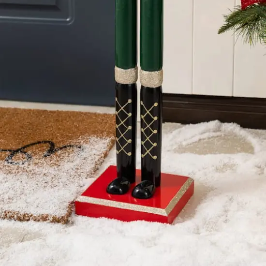 Glitzhome&reg; 36.5"H Wooden Christmas African American Soldier Nutcracker {6}