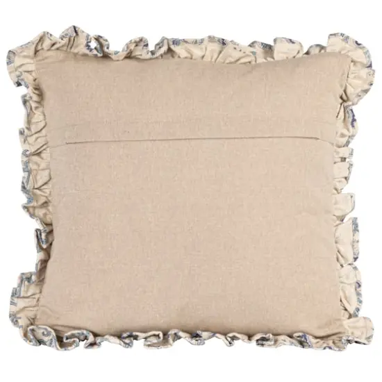 Hello Honey&reg; 18" Blue & White Floral Accent Pillow with Ruffled Edges {5}