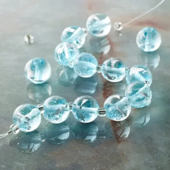 Aqua Lampwork Glass Stripe Beads by Bead Landing&trade; {3}